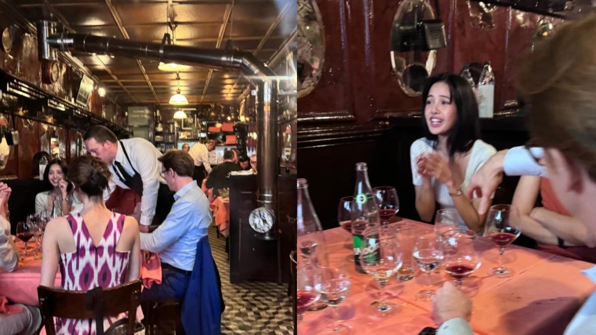 網友在巴黎餐廳巧遇Lisa，同桌友人正是緋聞男友LV三公子和其家人。（圖／翻攝自當事人小紅書）
