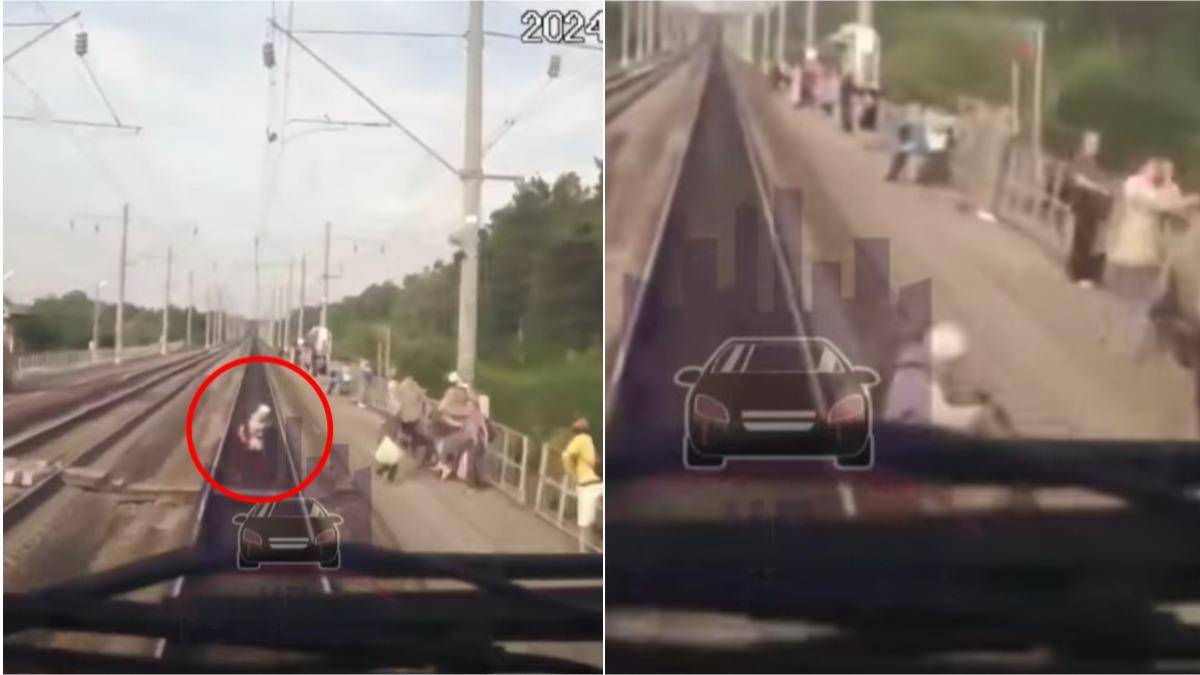 84歲老婦為搶快穿越鐵軌，卻永遠無法抵達前方月台。（圖／翻攝自 YouTube Krasnoyarskiy rabochiy）