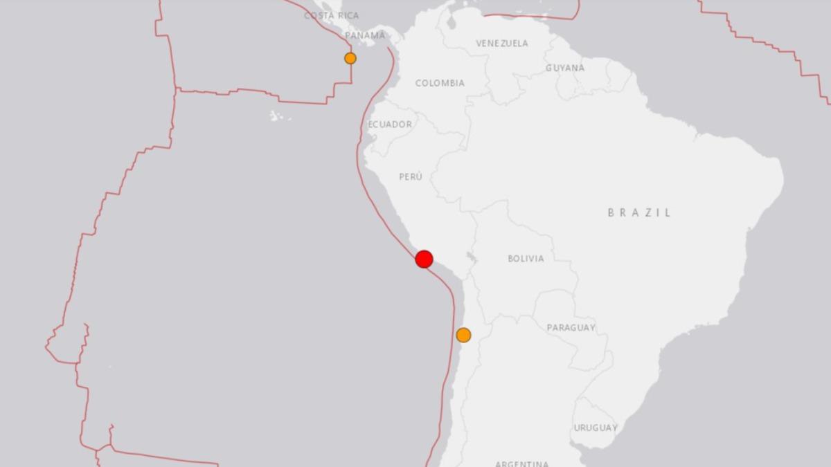 祕魯西南部沿海29日驚傳規模6.1地震。（圖／翻攝自USGS）