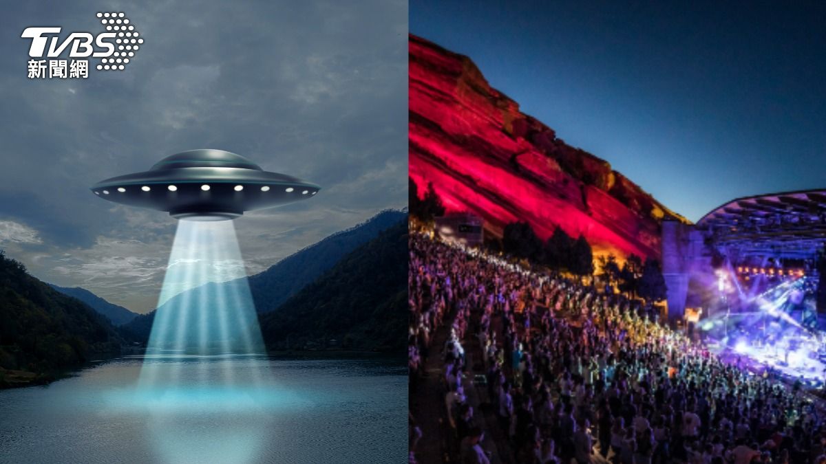 多人在紅石露天劇場（Red Rocks Amphitheatre）目擊UFO。（示意圖左／shutterstock 達志影像，圖右／翻攝Red Rocks）