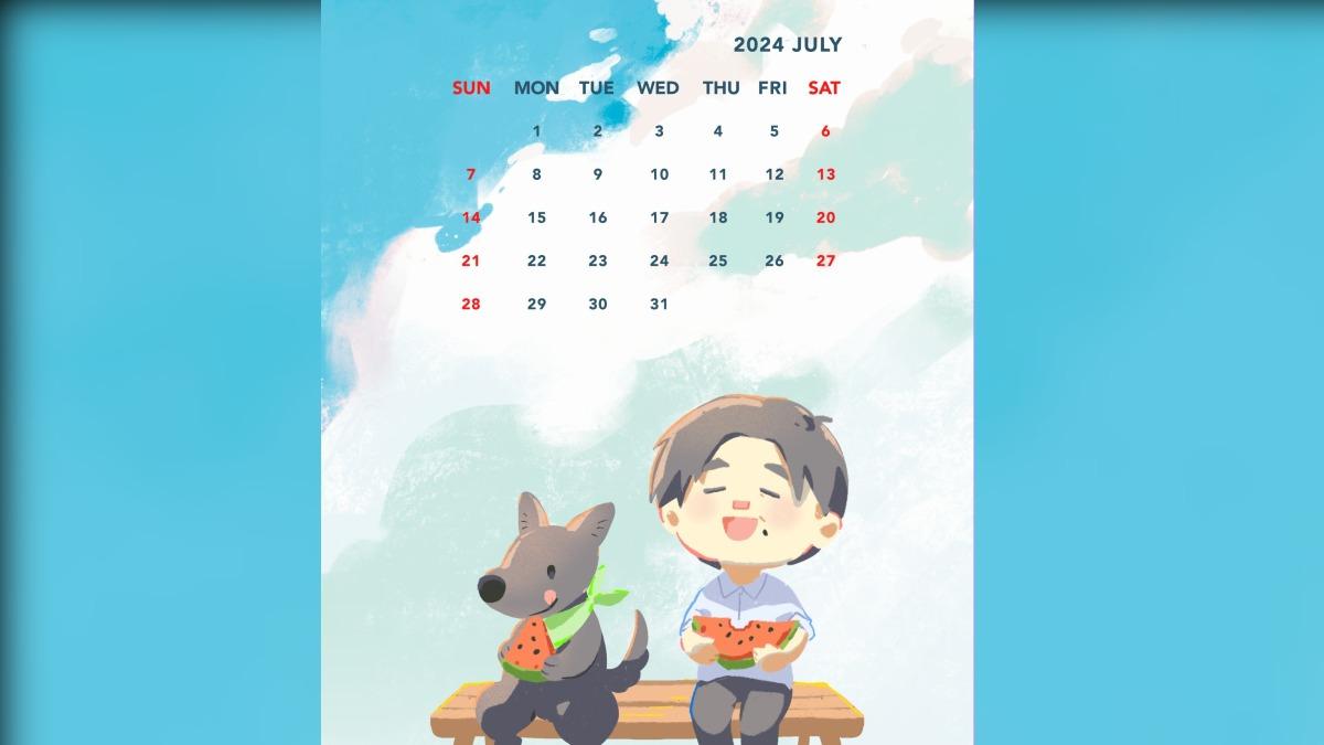 總統賴清德官方LINE推出插畫手機桌曆。（圖／翻攝自賴清德LINE）