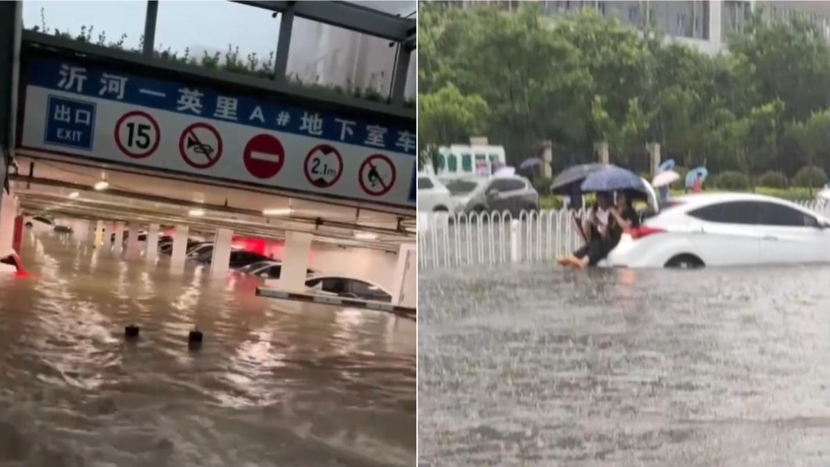 山東暴雨導致民眾受困。（圖／翻攝自 微博 青蜂俠）