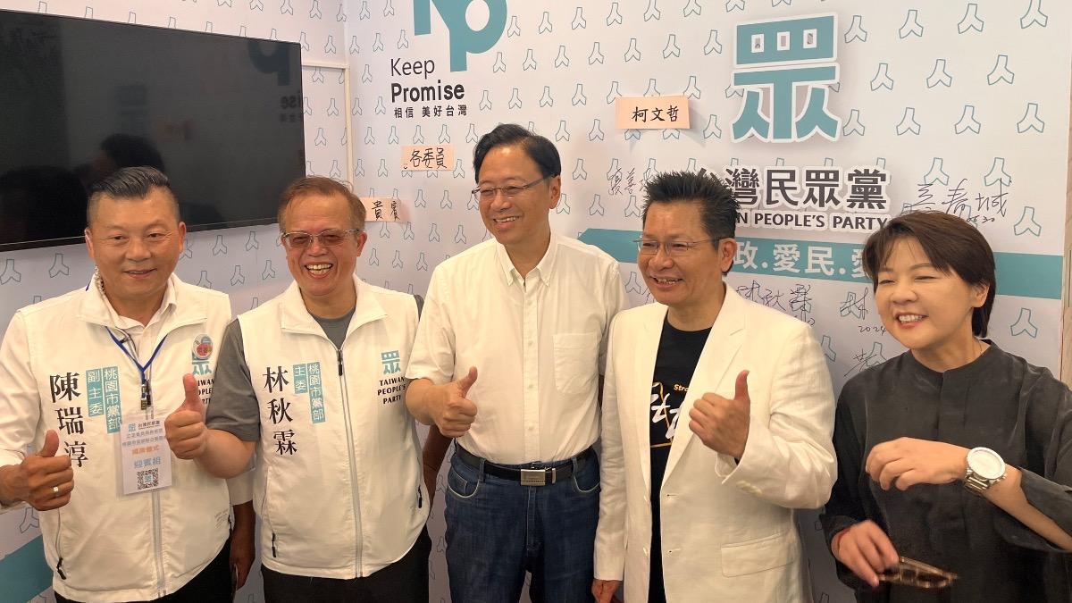 張善政出席民眾黨地方活動，與立委吳春誠、黃珊珊同匡。（圖／TVBS）