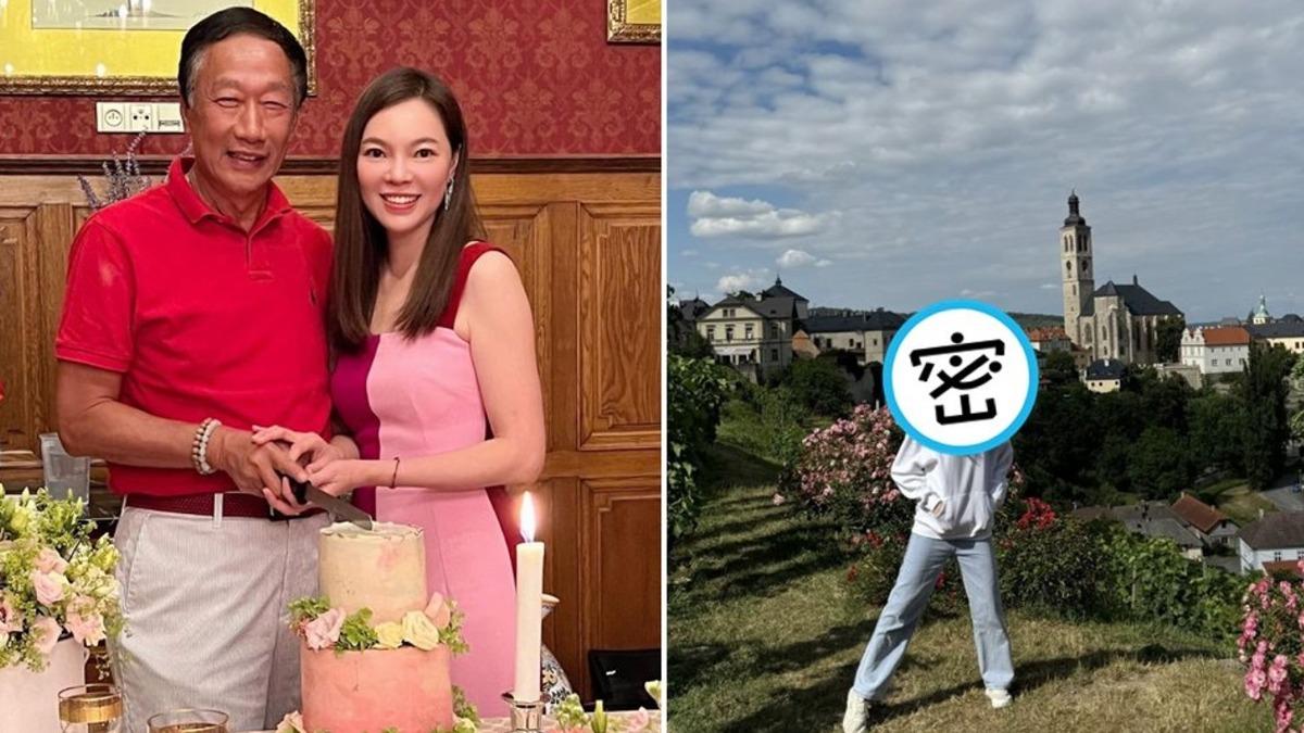 曾馨瑩與郭台銘（左圖）曾在捷克古堡慶祝結婚紀念日，日前她貼出女兒在當地的照片（右圖），可見當地天氣有涼意。（圖／翻攝曾馨瑩IG）