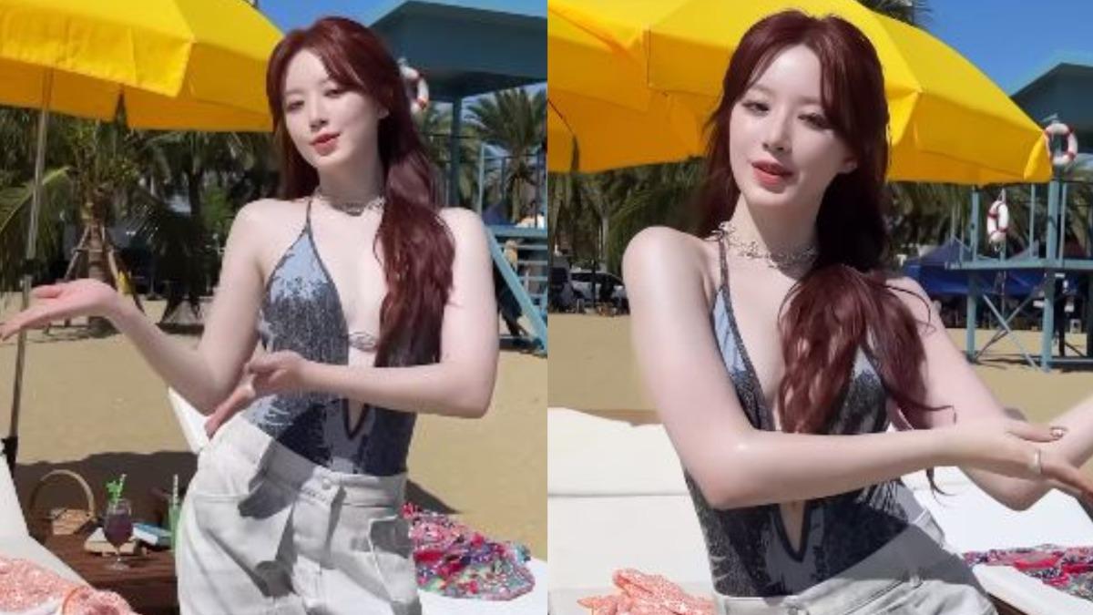 膚色本就白皙透亮的舒華,在大太陽照射下更顯仙氣十足。(圖/翻攝自「@official_g_i_dle」IG)