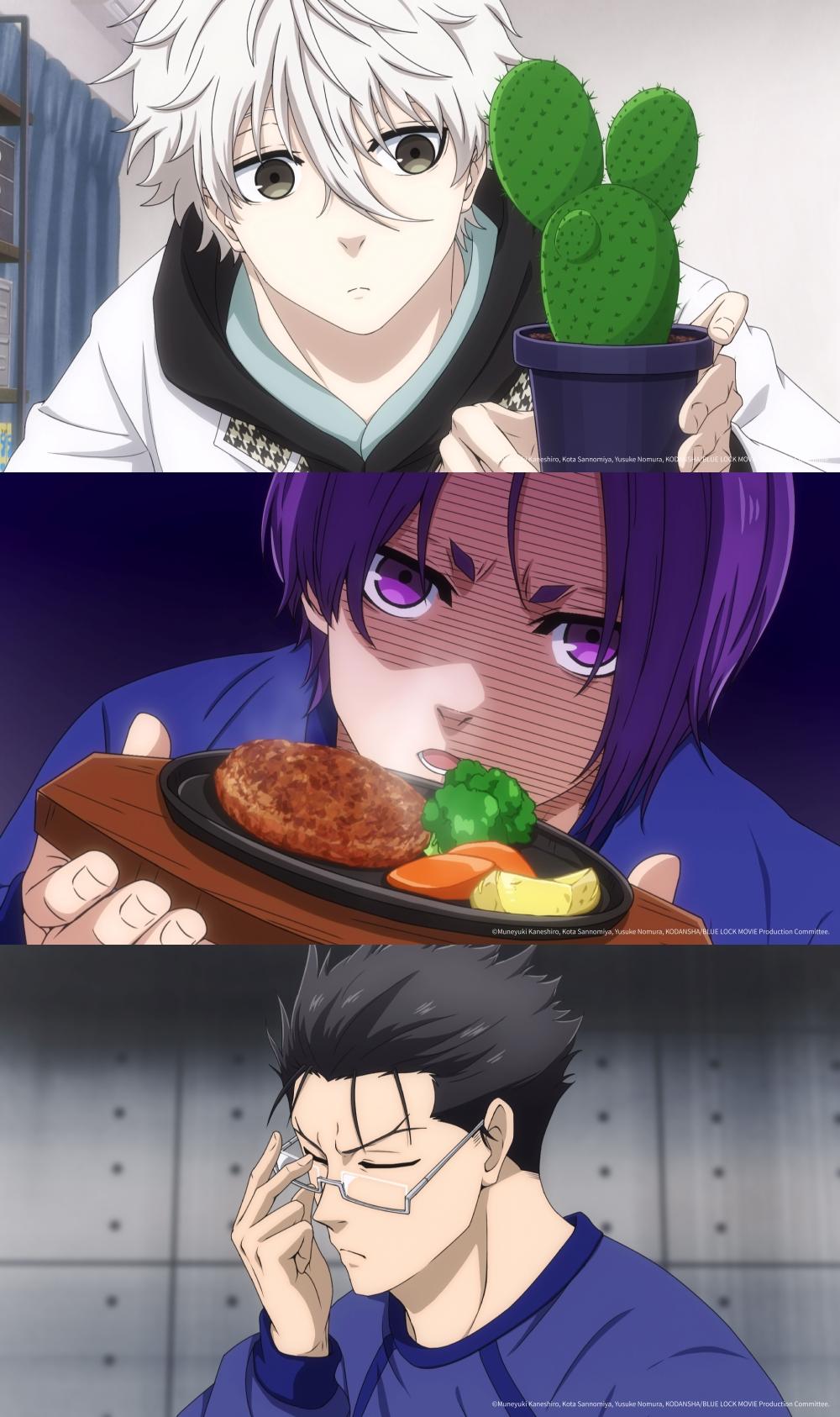 上映前三週依序將有「凪的朋友、玲王的帝王學、斬鐵的眼鏡」（上至下）不同片尾彩蛋。（圖／羚邦亞洲提供）