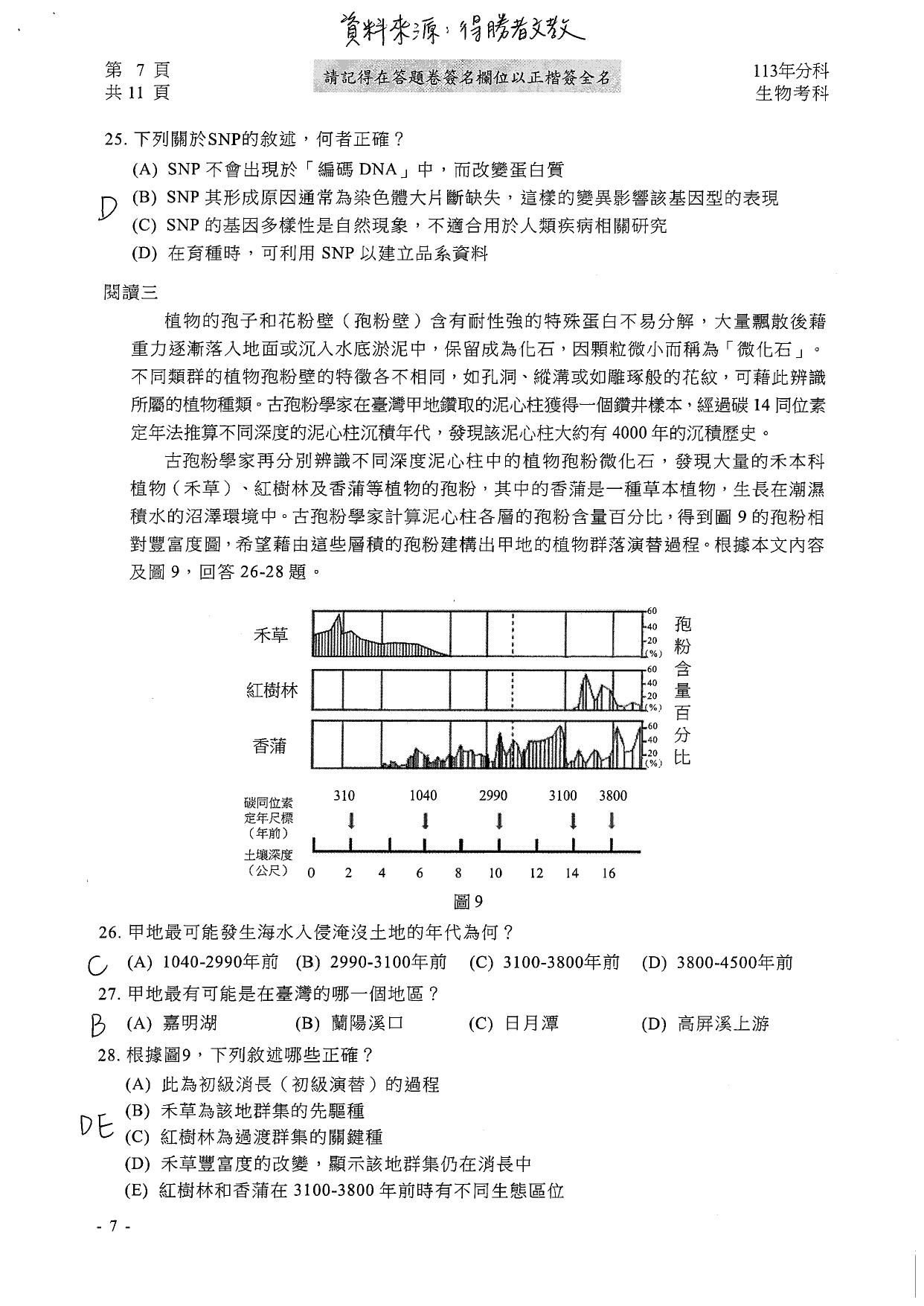 113分科測驗生物科解答。（圖／得勝者文教提供）
