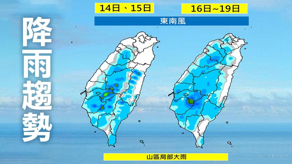 未來一週降雨趨勢。（圖／TVBS）