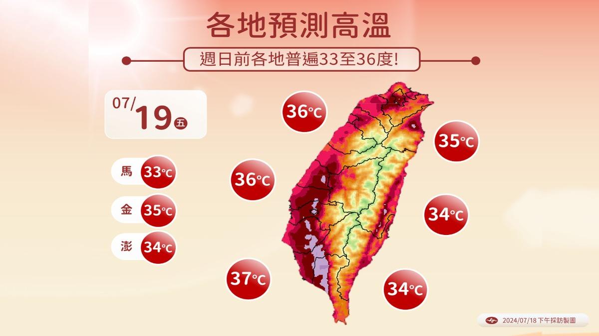 全台高溫普遍為33-36度。（圖／TVBS）