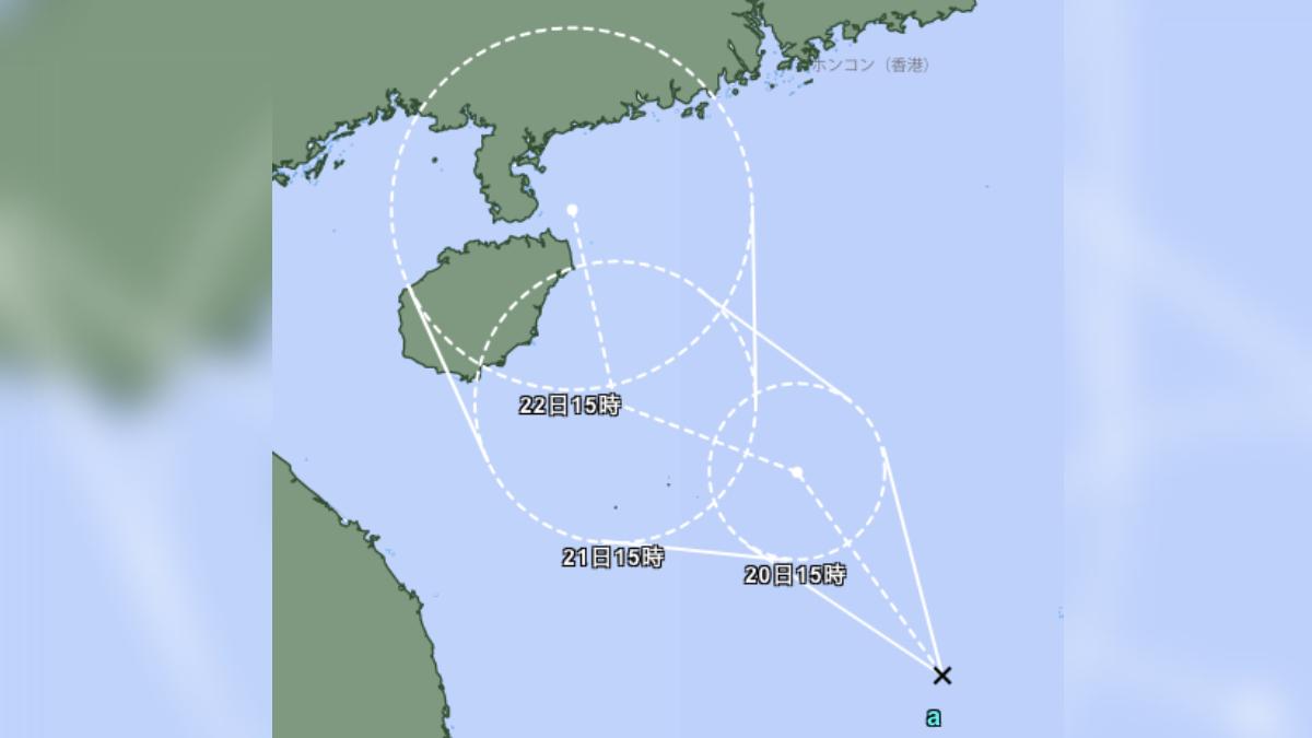 日本氣象廳顯示，菲律賓西方海面熱帶系統已增強為熱帶低壓。（圖／氣象廳）