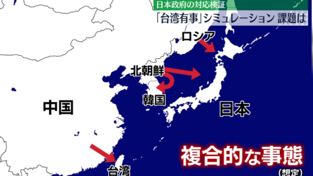 日本智庫13、14日進行「台灣有事」相關兵棋推演。（圖／翻攝自日本電視台）