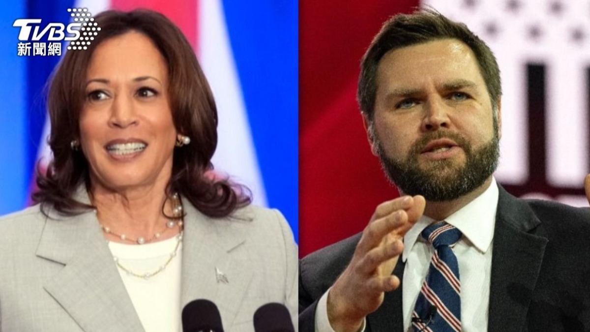 民主黨59歲現任副總統賀錦麗（Kamala Harris）邀請39歲共和黨副總統候選人范斯（J. D. Vance）辯論。（圖／達志影像美聯社）