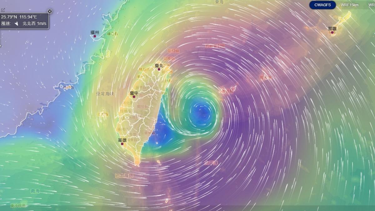 凱米颱風強襲台灣，全台幾乎都放了颱風假。（圖／翻攝自中央氣象署）