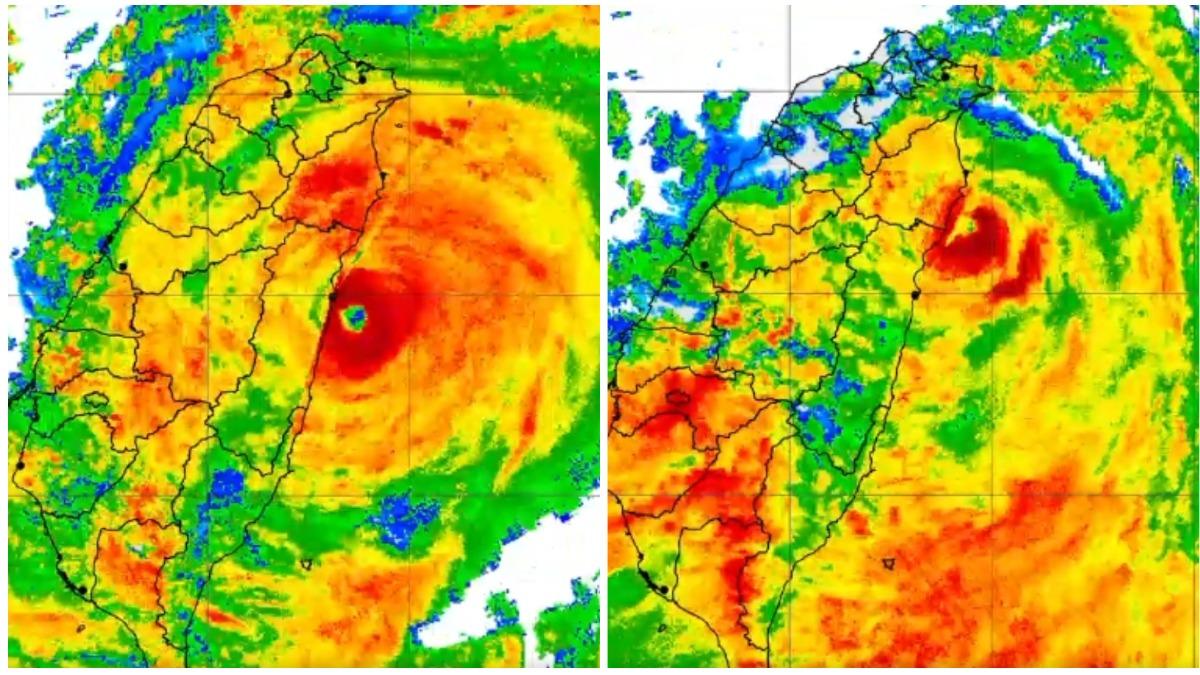 颱風凱米登陸前不停轉圈。（圖／翻攝自台灣颱風論壇｜天氣特急臉書）