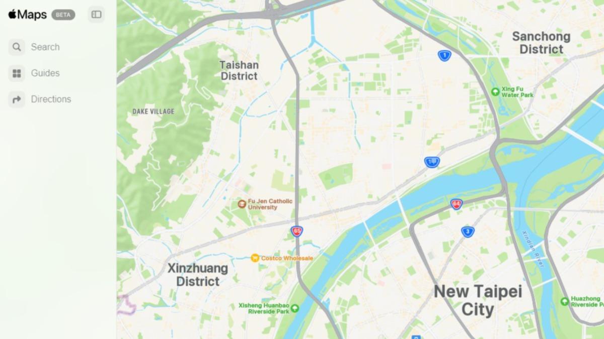 蘋果推出旗下地圖功能的網頁公開測試版。（圖／翻攝自Apple Maps）