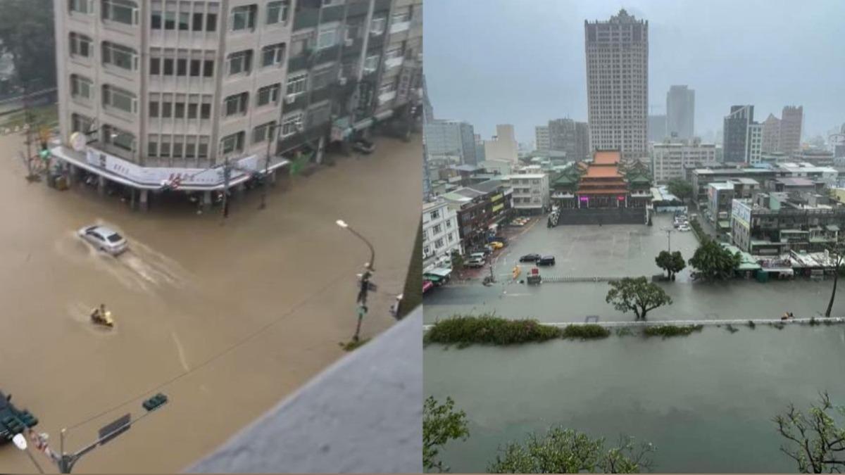 凱米颱風為中南部帶來豐沛雨量，高雄成為淹水重災區。（圖／翻攝自記者爆料網）