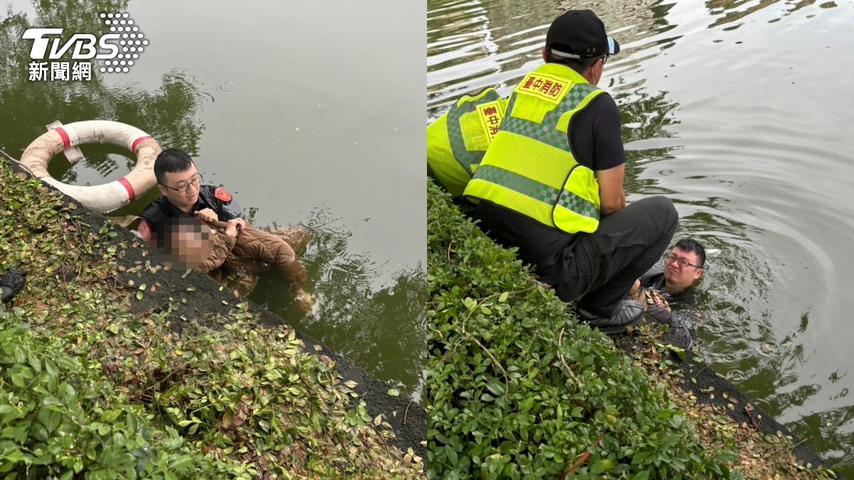 警員施嘉承二話不說直接下水救人。(圖/TVBS)