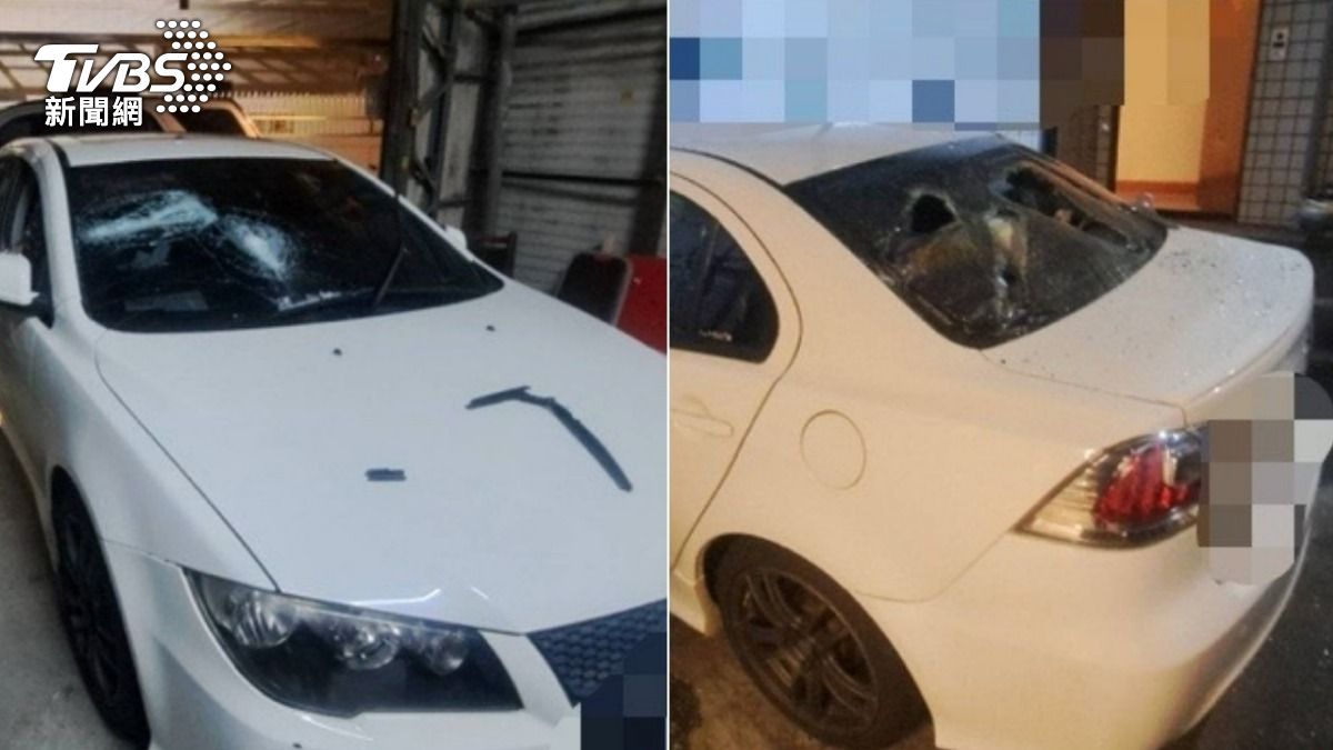 堂弟不滿堂哥家的車輛亂停，憤而持棒砸車。（圖／TVBS）