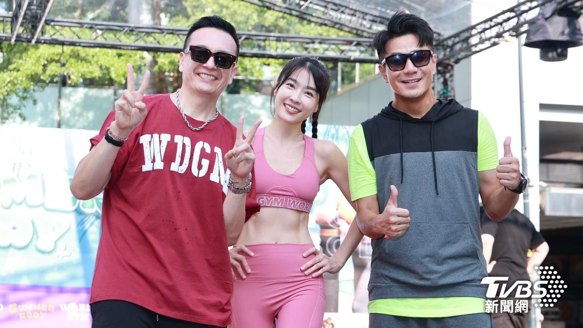 小鐘（左起）、小嫻、郭彥均一同出席健身房活動。（圖／黃城碩攝）