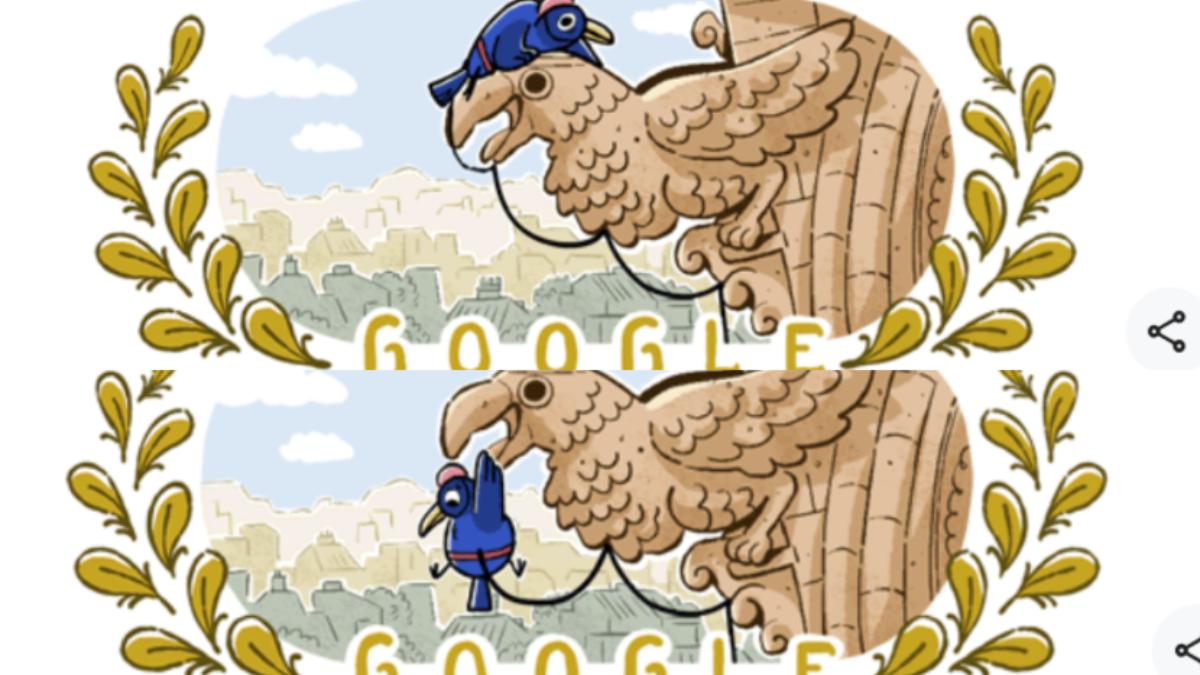 Google推出了一個以奧運運動攀登為主題的Doodle，小鳥努力登頂。（圖／翻攝自Google）