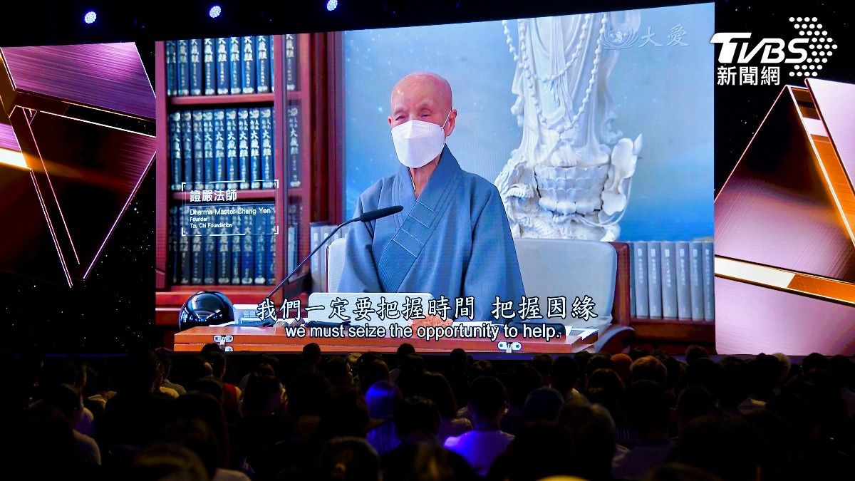 證嚴法師期許能引導科技持續向善。(圖/胡瑞麒攝)