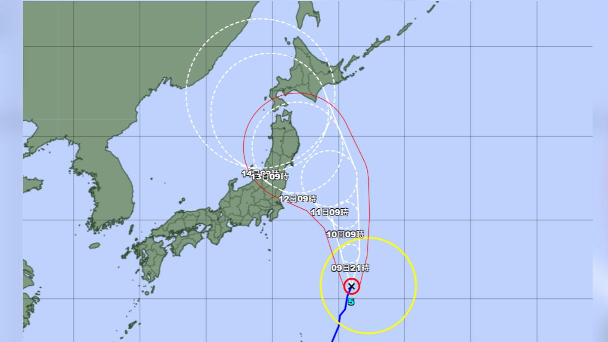 日本氣象廳的瑪莉亞颱風最新路徑預測。（圖／翻攝自日本氣象廳）