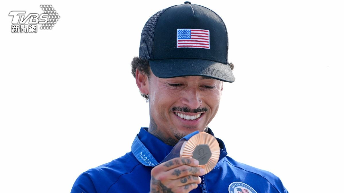 獲得巴黎奧運銅牌的美國滑板選手尼亞·休斯頓（Nyjah Huston）。(圖／達志影像路透社)