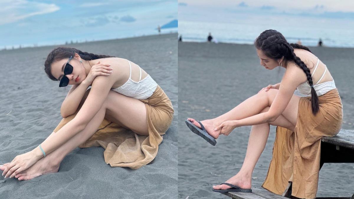 周曉涵在IG上傳一系列到宜蘭玩的海灘照。（圖／翻攝自周曉涵IG）