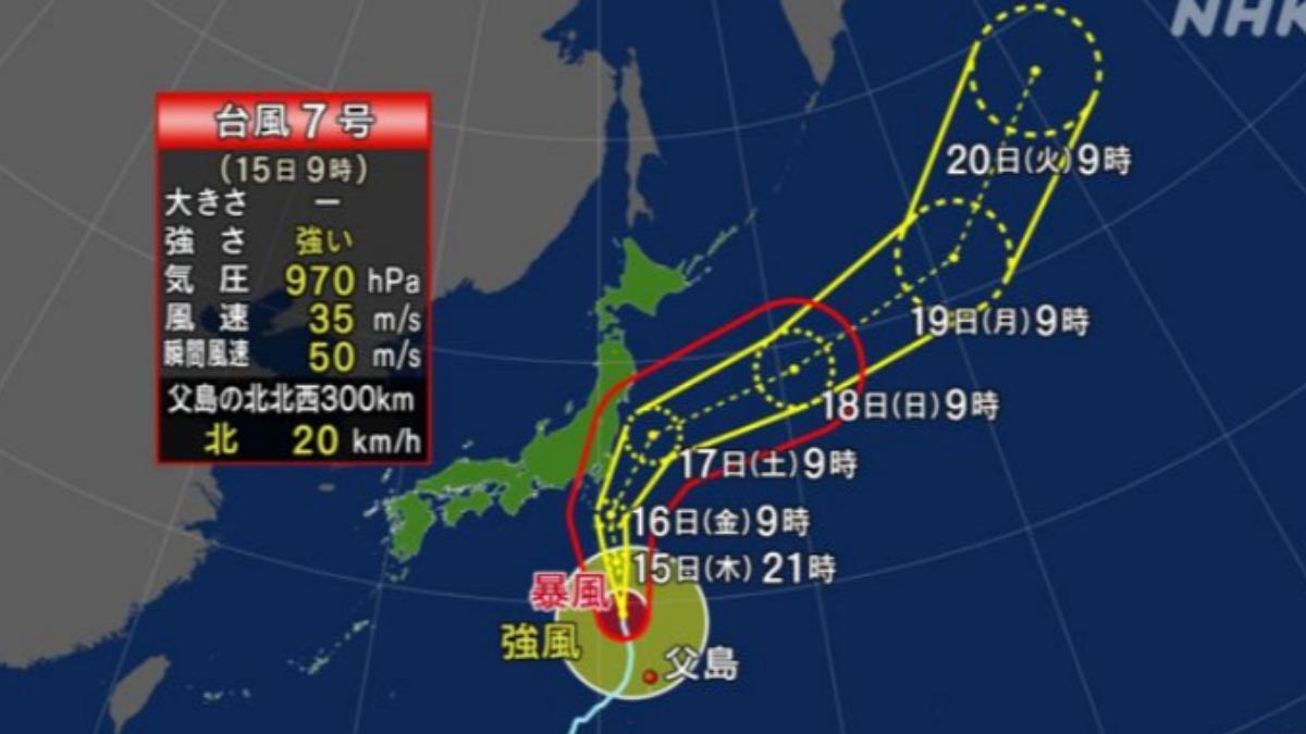 安比颱風恐登陸日本關西地區，強降雨導致部分航班、新幹線停駛。（圖／擷取自NHK）