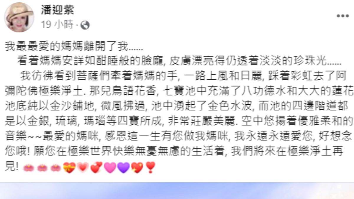 潘迎紫送別媽媽。(圖/翻攝自潘迎紫臉書)