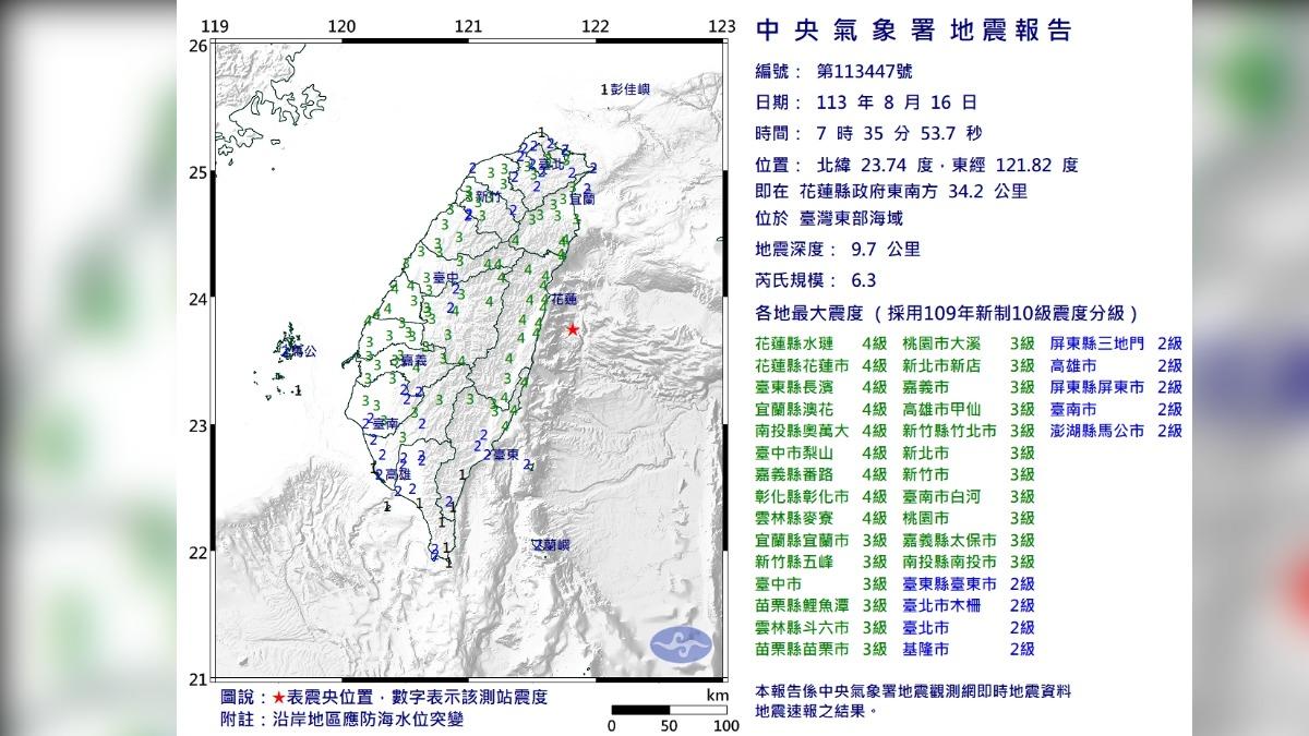 地震報告。（圖／中央氣象署）