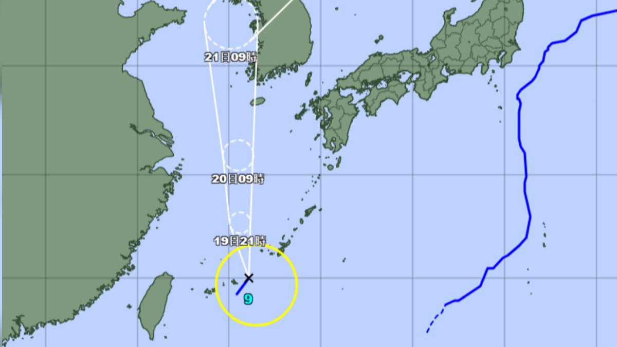 雲雀颱風明挾強風豪雨襲沖繩，將直朝南韓前進。（圖／日本氣象廳）