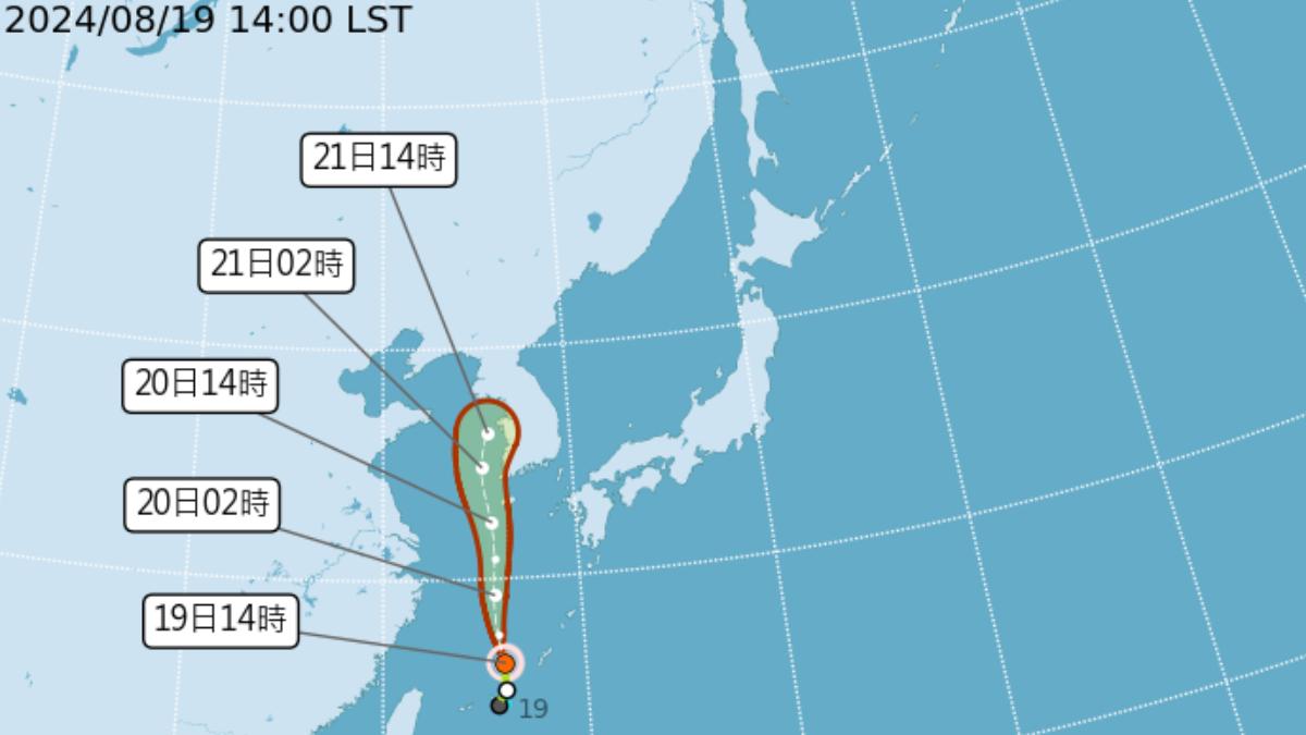 颱風「雲雀」預測路徑圖。（圖／氣象署）