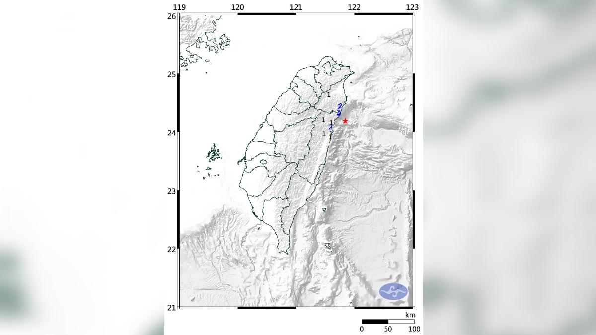 今（21日）凌晨發生規模4.3地震。（圖／翻攝自中央氣象署）