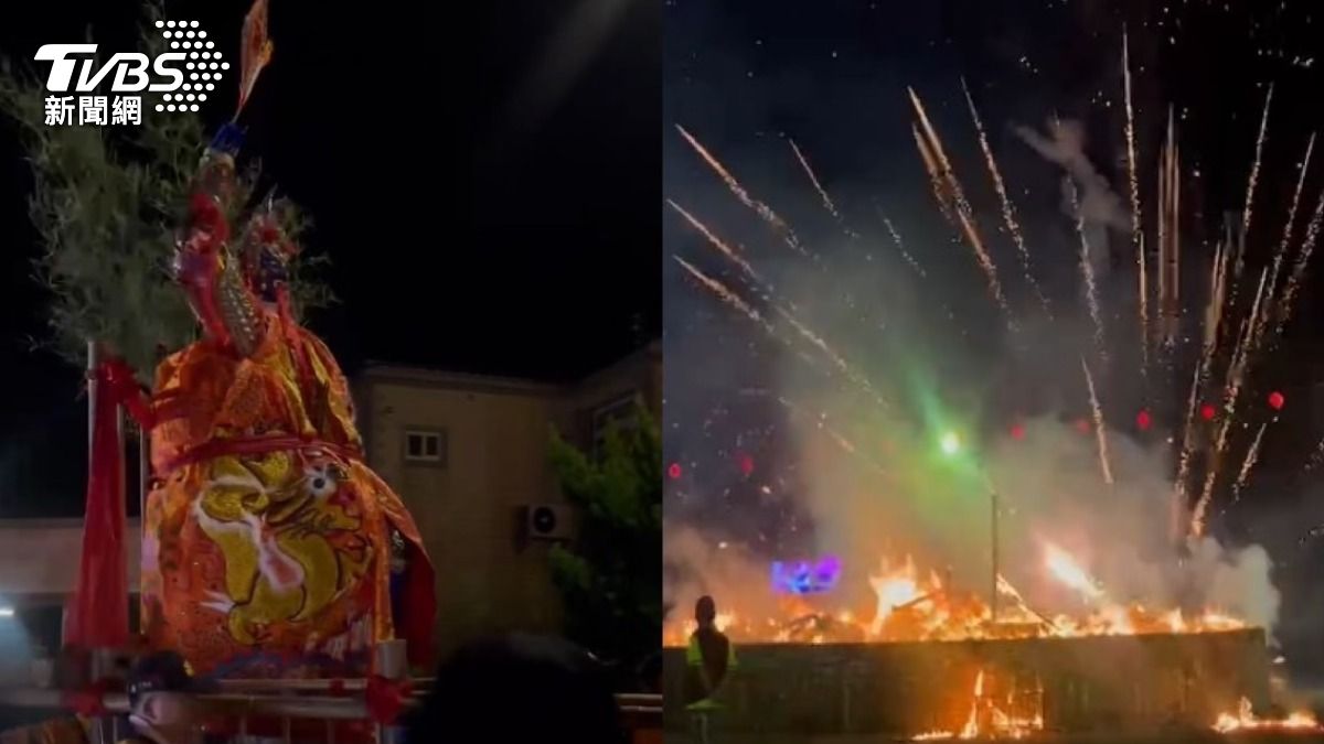 民雄大士爺祭驚傳煙火膛炸意外，民眾嚇得驚慌逃竄。（圖／民眾授權提供）