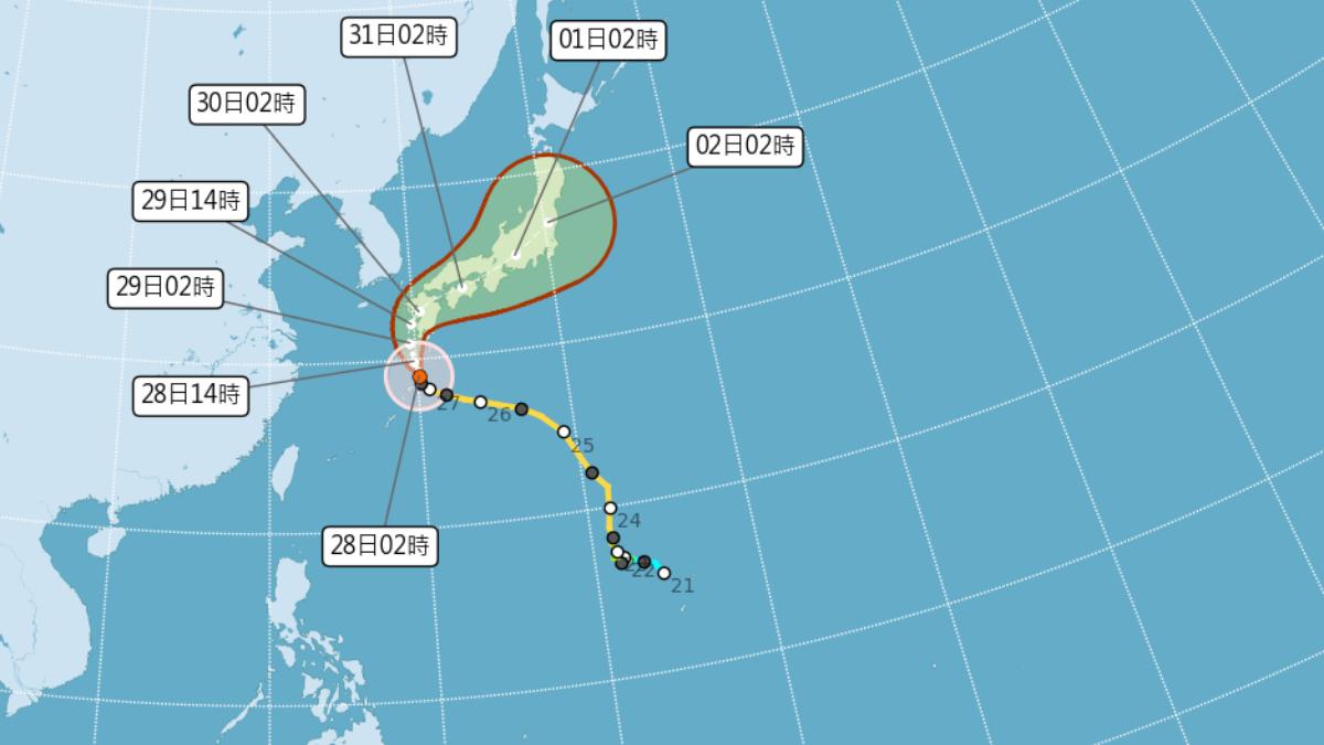 中颱珊珊直撲日本，鄭明典說明其龜速原因。（圖／翻攝自中央氣象署）