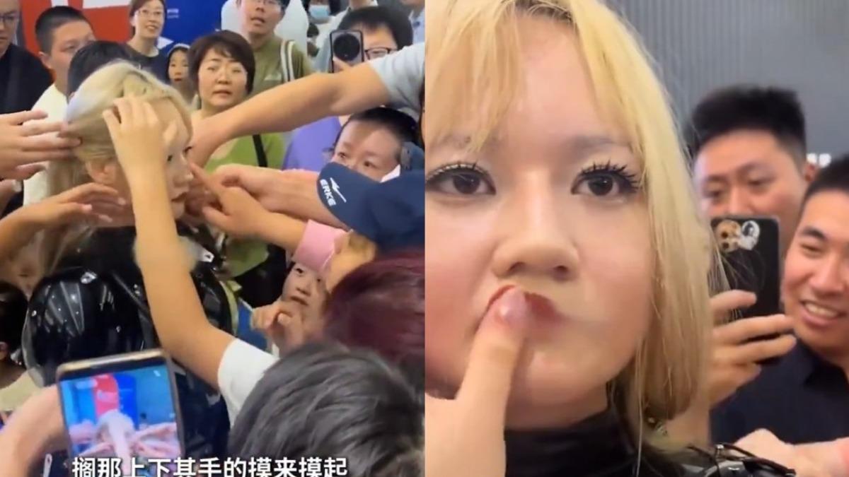 「美女機器人」被到處亂摸。（圖／翻攝自X@whyyoutouzhele）