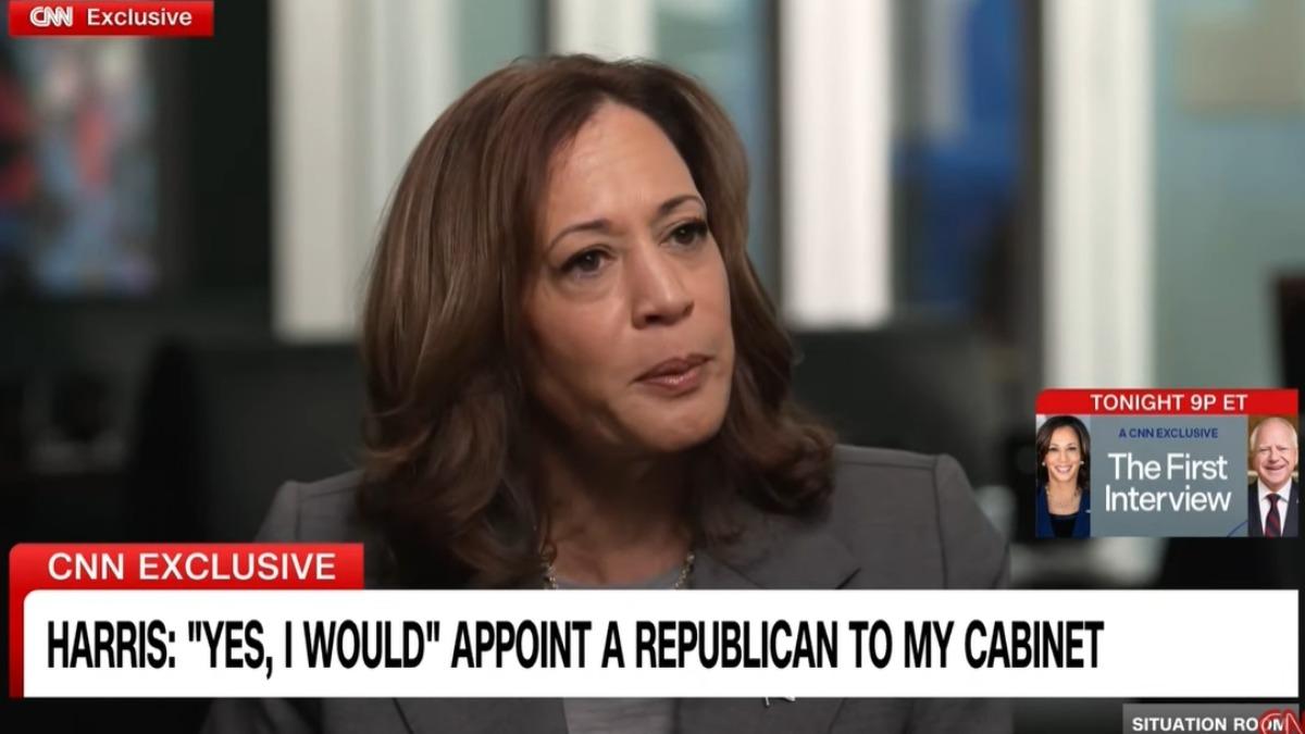 賀錦麗（Kamala Harris）接受CNN主播巴希（Dana Bash）訪問。(圖／翻攝CNN YT)