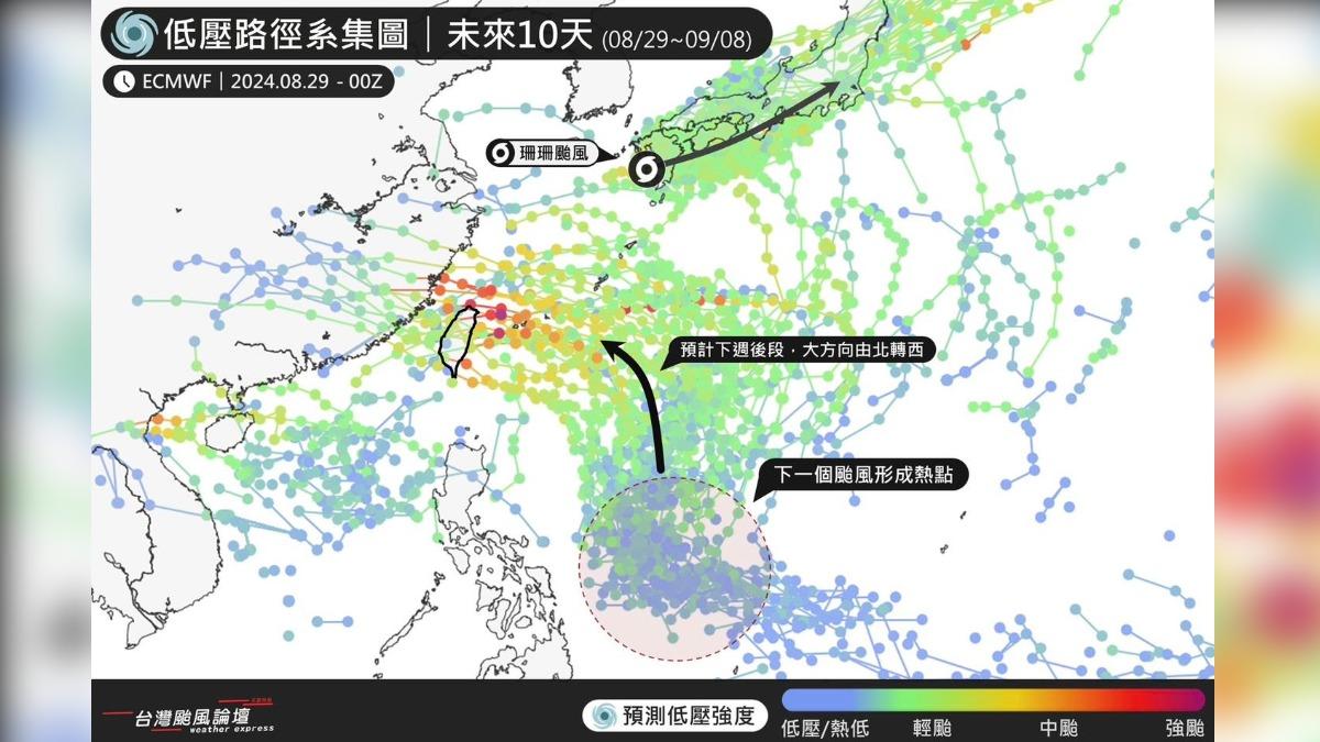 專家表示，大約下週後段，菲東海域有低壓發展的訊號。（圖／翻攝臉書粉專 台灣颱風論壇｜天氣特急）