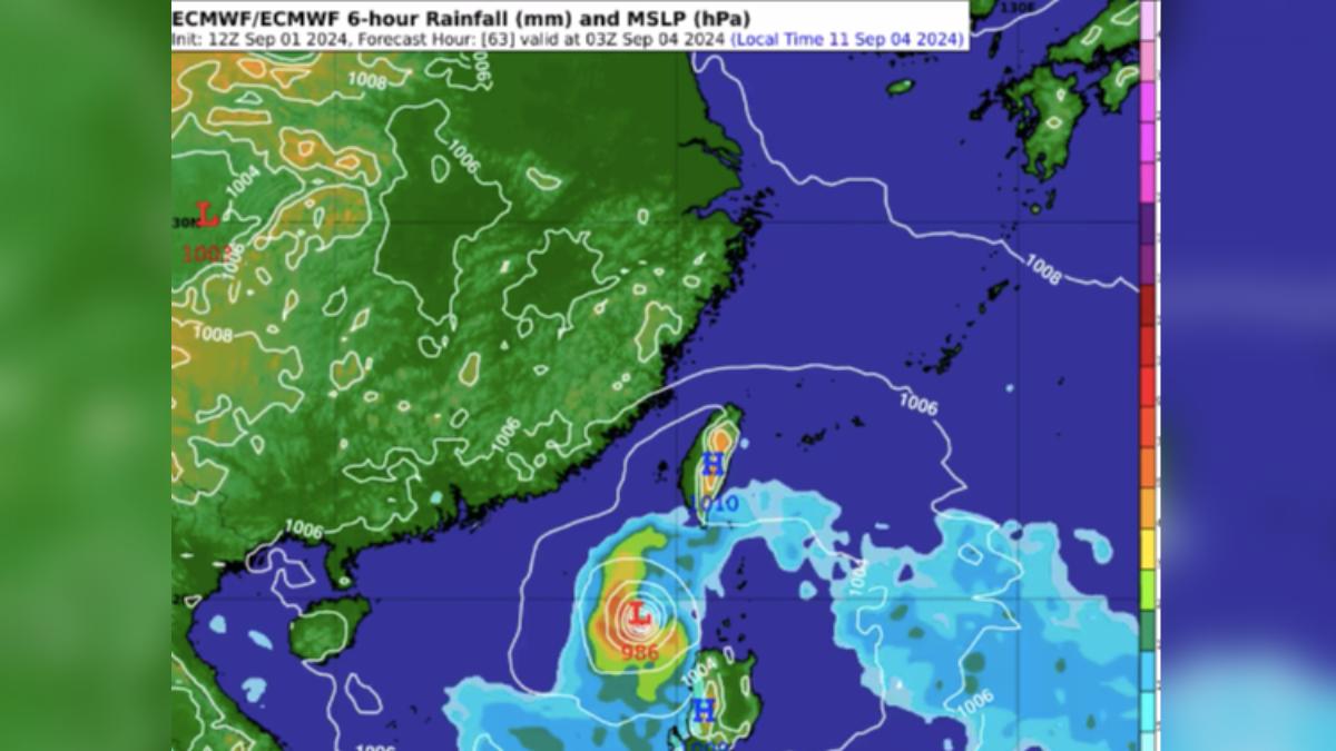 摩羯颱風外圍環流可能為東半部帶來降雨。（圖/翻攝臉書 天氣職人-吳聖宇）