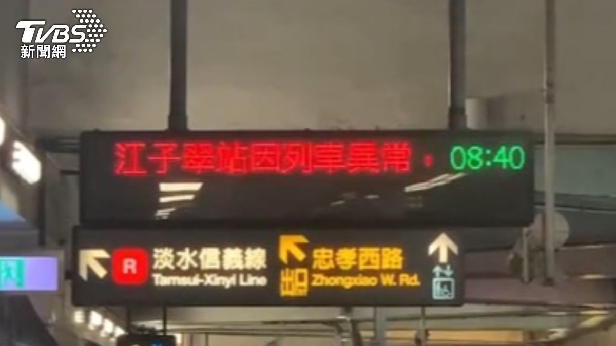 民眾指出北捷板南線停擺中,有聽到列車上廣播說江子翠列車異常。(圖/民眾提供)