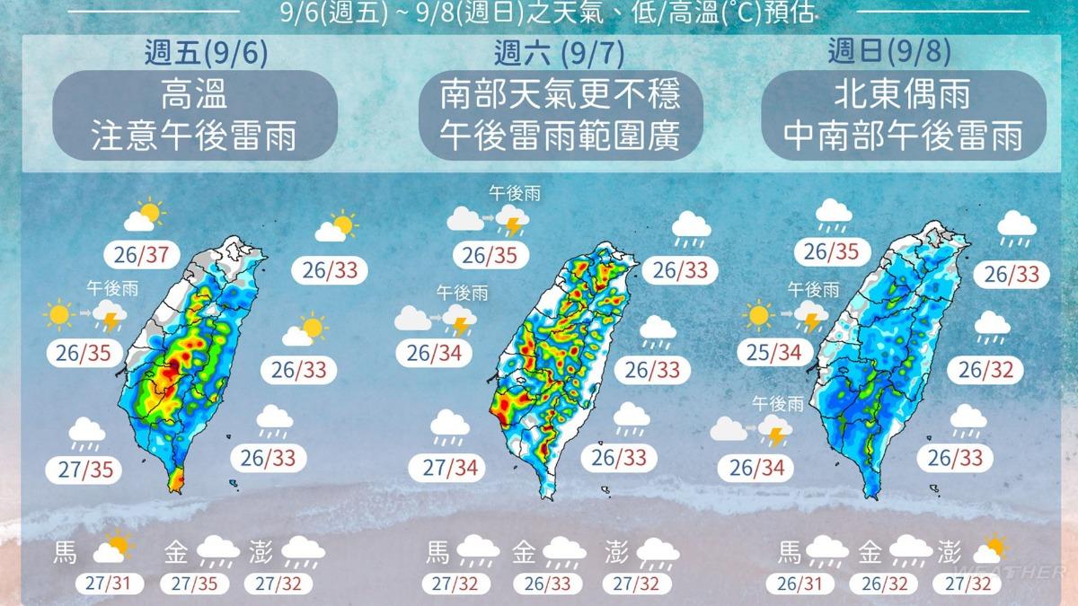 週末兩日各地都有降雨機會。（圖／TVBS）