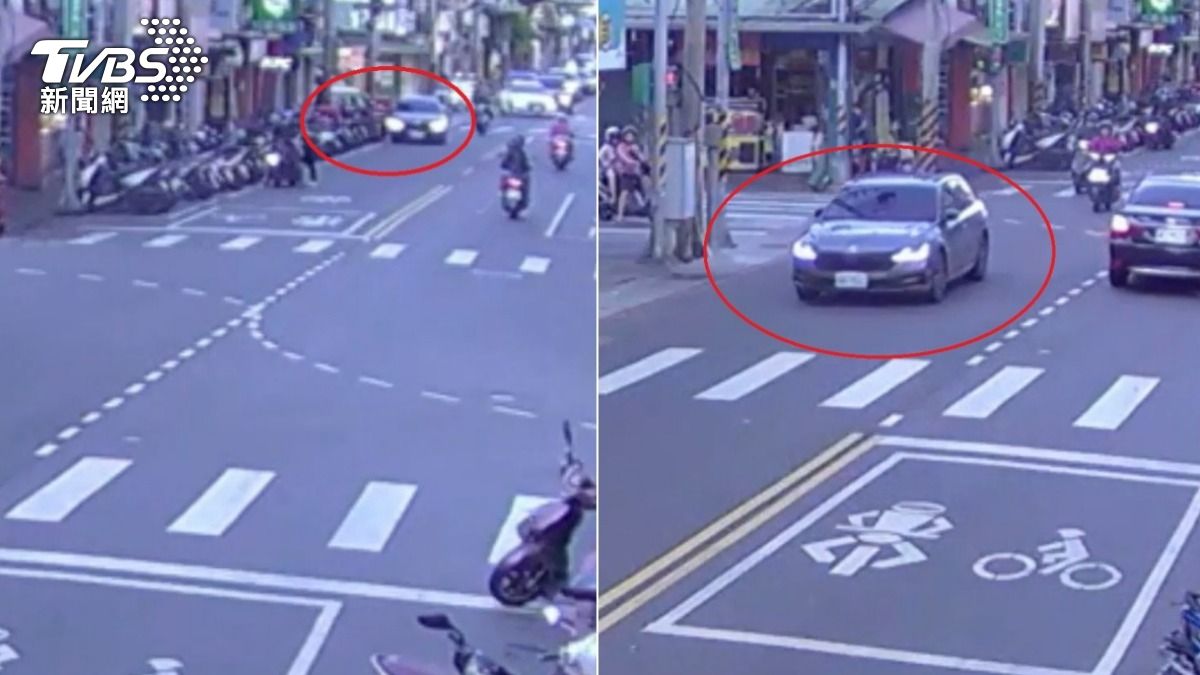 小轎車駕駛撞倒整排機車後逃逸。（圖／TVBS）