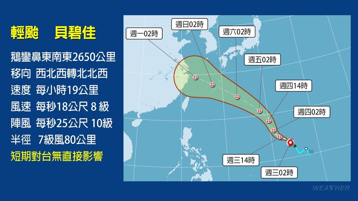 颱風貝碧佳生成預測路徑曝光。（圖／TVBS）