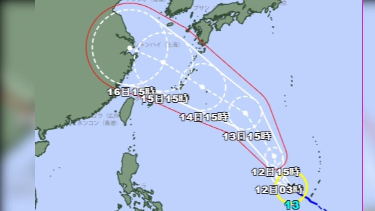 日本氣象廳預測颱風貝碧佳最新路徑。（圖／日本氣象廳）