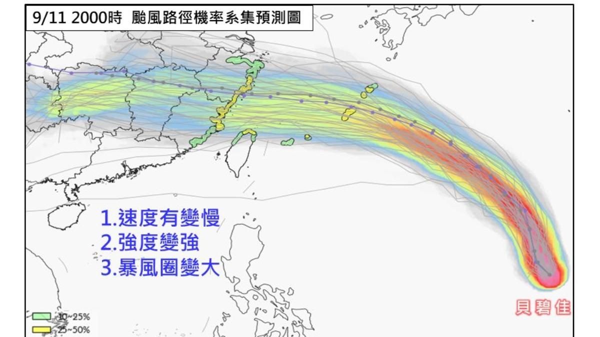 今年第13號颱風貝碧佳，氣象專家指出還有變數。（圖／林老師氣象站）