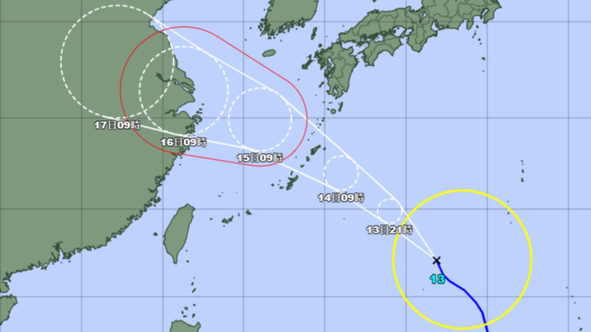 颱風貝碧佳增強中，日本氣象廳最新路徑曝光。（圖／翻攝自日本氣象廳）