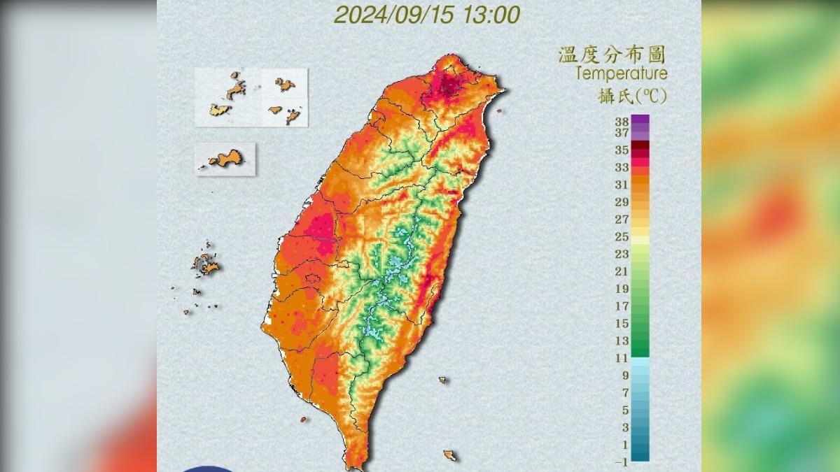 氣象署針對全台4縣市發布高溫燈號。（圖／氣象署提供）