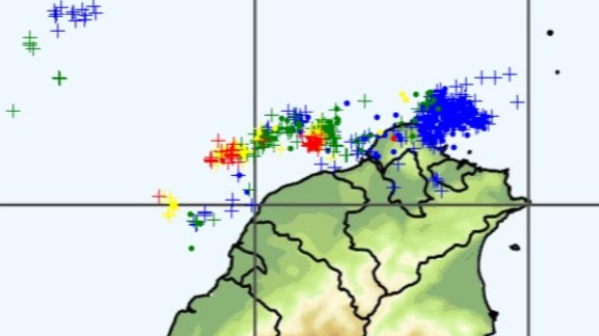 北北基桃今日晚間出現密集閃電。（圖／中央氣象署）