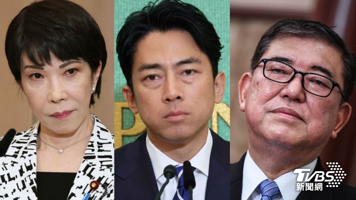 石破茂、高市早苗民調勢均力敵逐日相！小泉進次郎（中）僅剩3天力挽狂瀾。(圖／達志影像路透社)